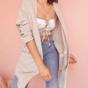 Anthropologie Donni Ribbed Open Front Cardigan with Pockets